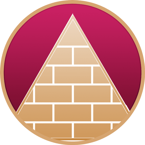 Unfinished pyramid with illuminated capstone representing hierarchical structure and enlightenment